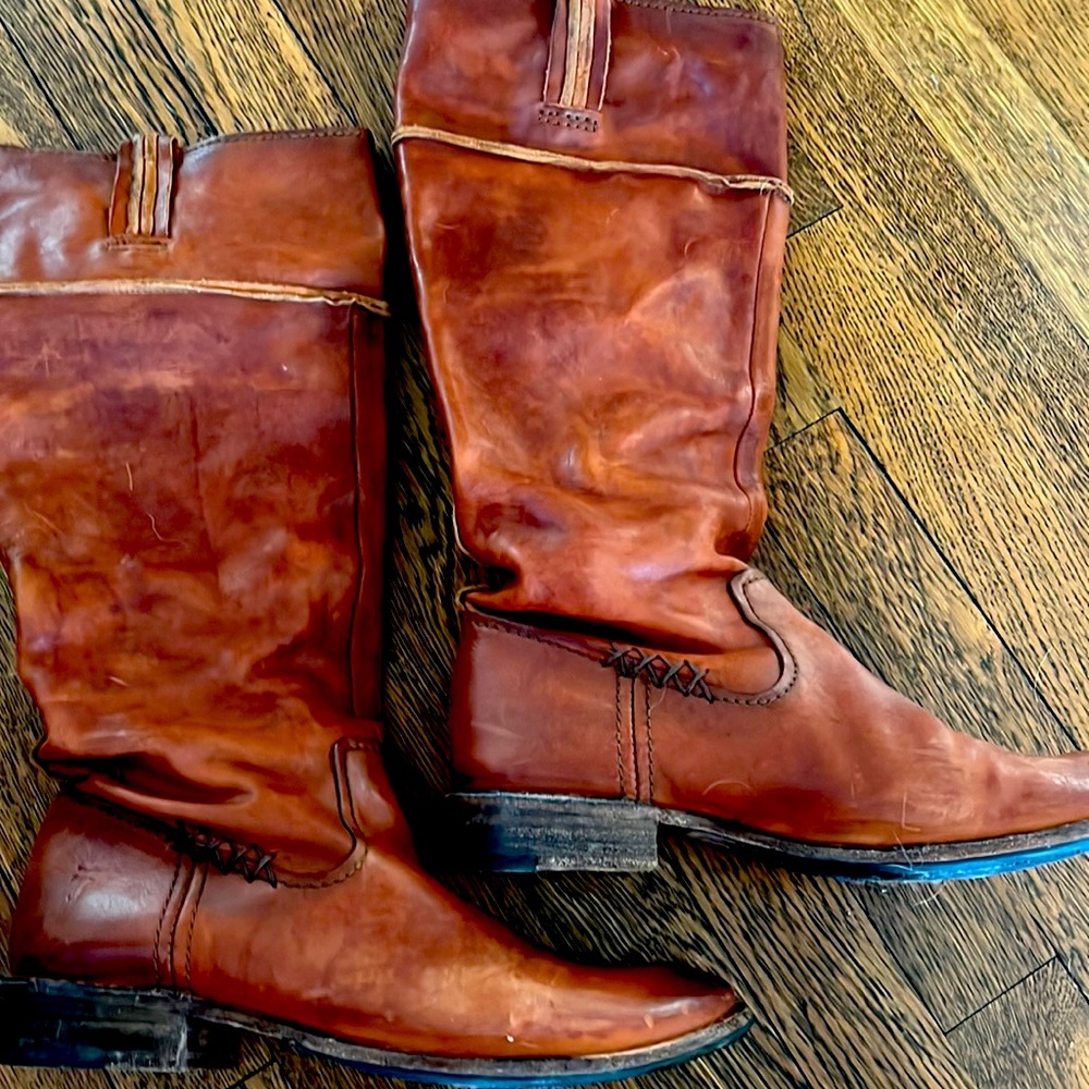 Frye | Leather Whipstitch Cognac Boots 8